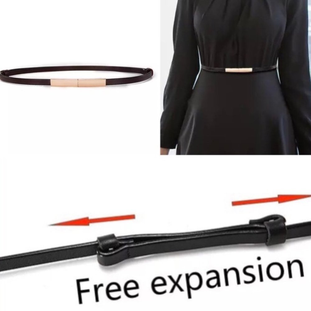 NEW Adjustable Strap Length Fashion Women's Versatile PU Leather Skinny Belt - Picture 4 of 5